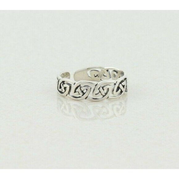 Sterling Silver Celtic Design Toe Ring Size 4 Adjustable - Picture 4 of 7